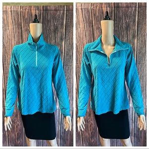 Columbia turquoise teal blue size medium quilted fleece pullover jacket